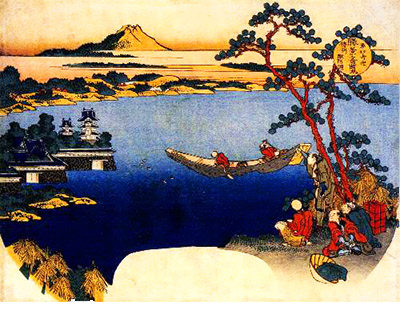 Vista lago suwa, Hokusai